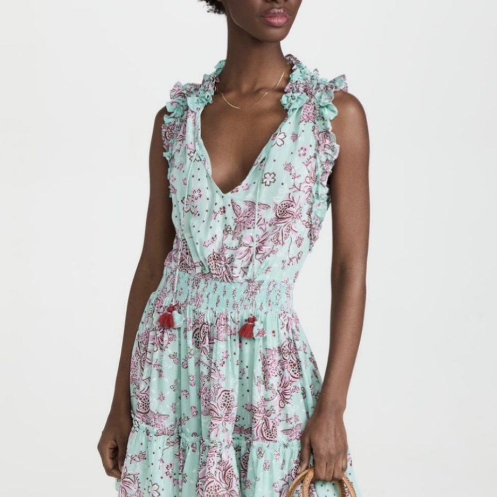 Poupette St Barth Triny Mini Dress in Aqua Grenade Ruffle Flutter Summer
